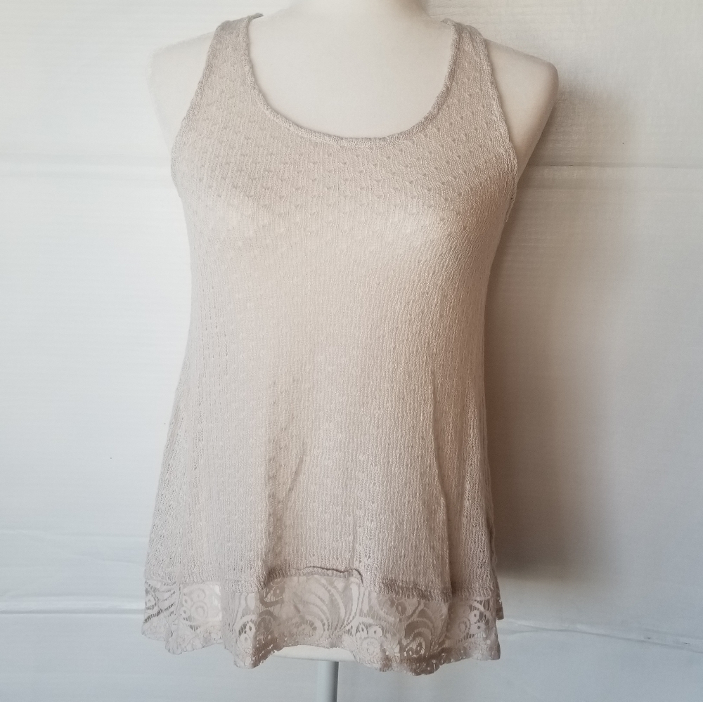 EYESHADOW WOMEN OPEN WEAVE KNIT TANK TOP